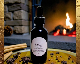 BRAGI Firewood & Spice Scented Beard Oil. Natural Facial Hair Growth and Skin Moisturizer. Men’s Skin and Hair Care.