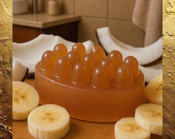 HANUMAN Banana & Coconut Solid Shampoo Bar. Botanical and Eco-Friendly Hair Care. Zero Waste.