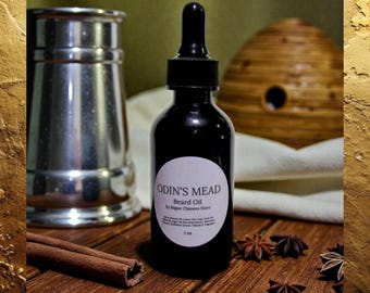 ODIN'S MEAD Honey & Spice Scented Beard Oil. Natural Facial Hair Growth and Skin Moisturizer. Men’s Skin and Hair Care.