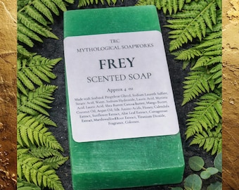 FREY Fresh Fern Soap.  Handmade Botanical Soaps Inspired by Norse Mythology. Large Size. Men's Soap.