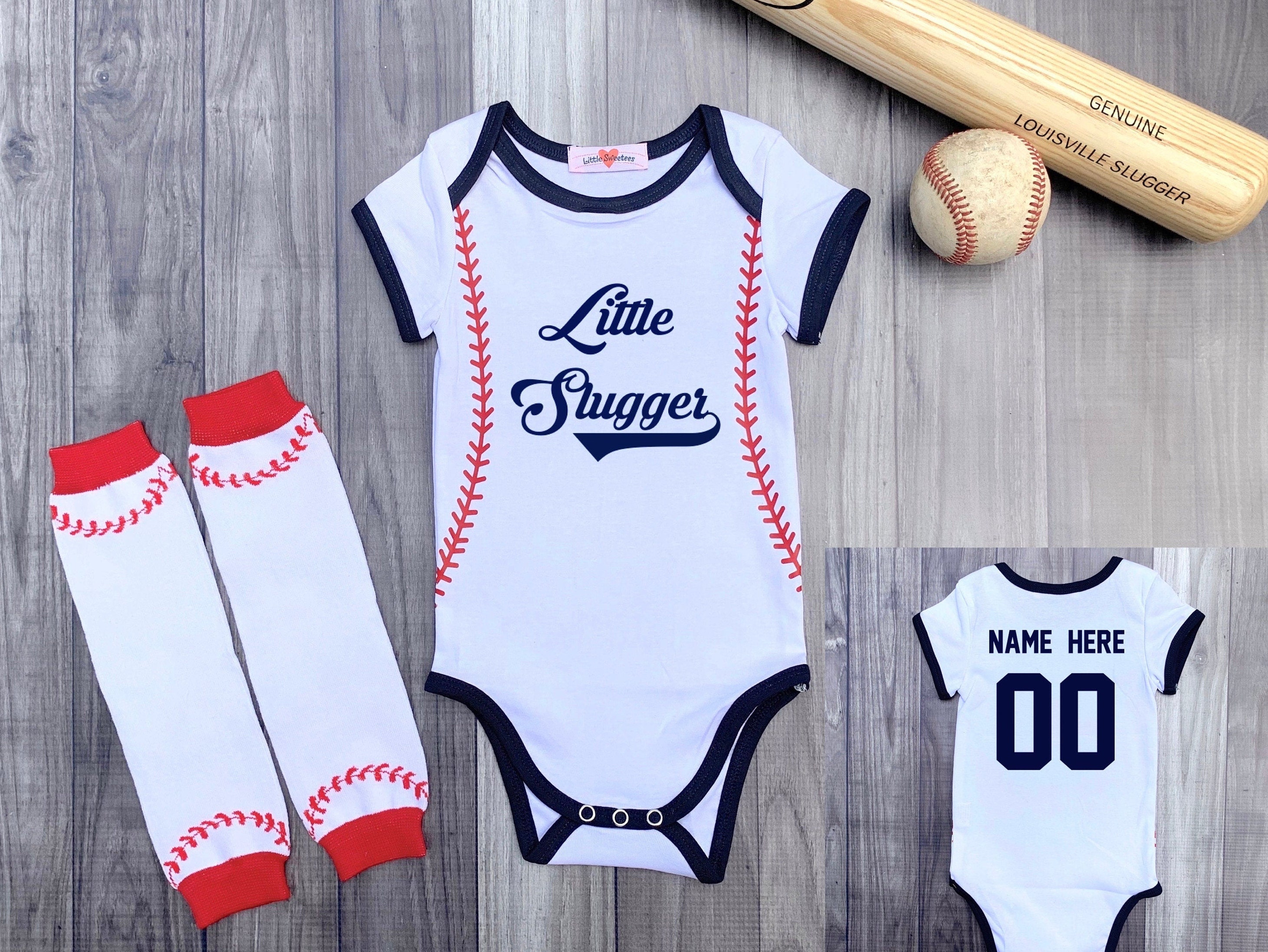 Little Slugger Cute Baby Baseball Bodysuit Outfit with Leg Etsy