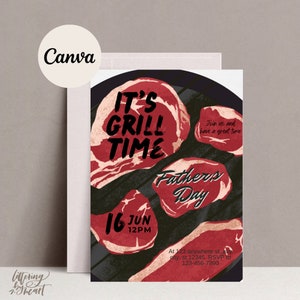 Father&#39;s Day Invitation | Editable Father&#39;s Day Celebration Invite | Happy Father&#39;s Day Brunch | Canva Template Digitial File