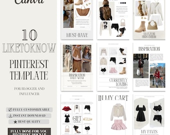 LTK Pinterest Template, Editable Canva Ltk Pinterest Template, Social Media Influencer, Fashion Blogger Collage, Ltk Collage Template