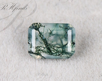 Emerald Cut Natural Green Moss Agate Faceted Calibrated Top Quality Loose Gemstone Moss Agate Pendant Ring Earrings Gift For Jewelry Making