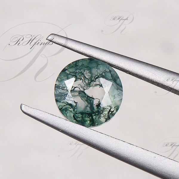 Round Cut Natural Green Moss Agate Faceted Calibrated Top Quality Loose Gemstone Moss Agate Pendant Ring Earrings Gift For Jewelry Making