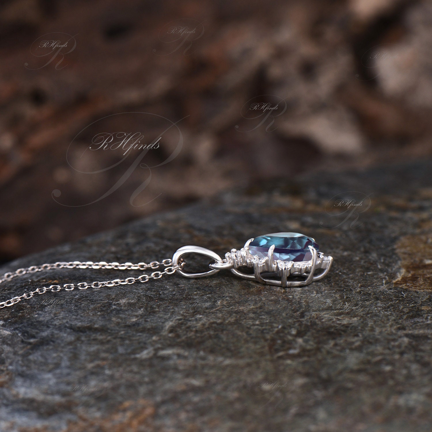 June Birthstone Alexandrite Necklace Minimalist Diamond