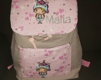 Nursery backpack with name