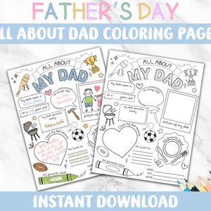 Father&#39;s Day Coloring Page: &#39;All About My Dad&#39; Printable (PDF)