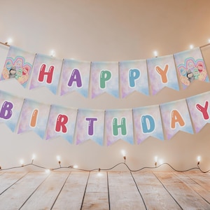 Labubu Birthday Banner: Editable Monster Party Garland (Digital Download)