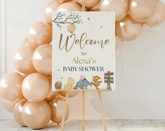 Winnie the Pooh Baby Shower Welcome Sign: Gender Neutral Template (Digital Download)