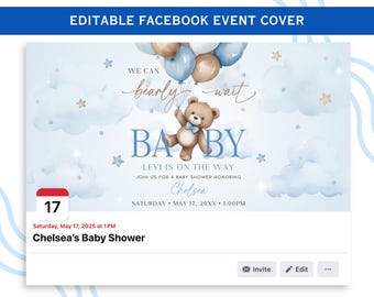 Bear Baby Shower Facebook Event Cover (Digital Download)