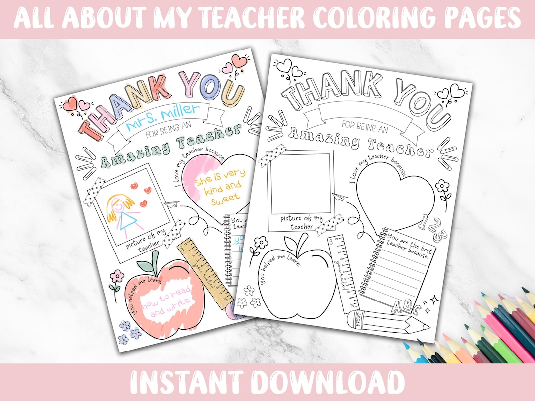 All About My Teacher Printable, Teacher Appreciation Printable, Teacher ...