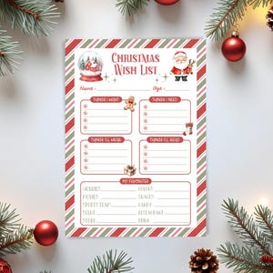 Bearbeitbare Weihnachtswunschliste Druckbare Kinder Weihnachtswunschliste Brief an Santa Weihnachtswunschliste Weihnachtswunschliste für Kinder