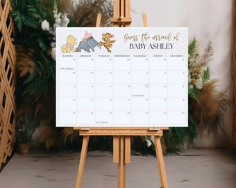 Winnie the Pooh Baby Shower Due Date Calendar (Digital Download)