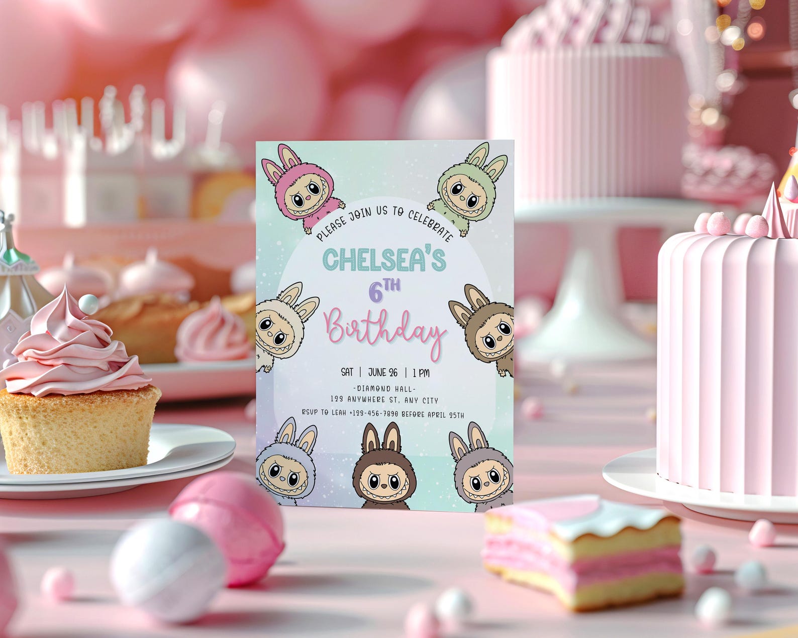 Labubu Invites Editable Labubu Birthday Invitation, Printable Digital Party Invite ...