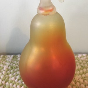 Vintage Murano style frosted glass pear paperweight, figure