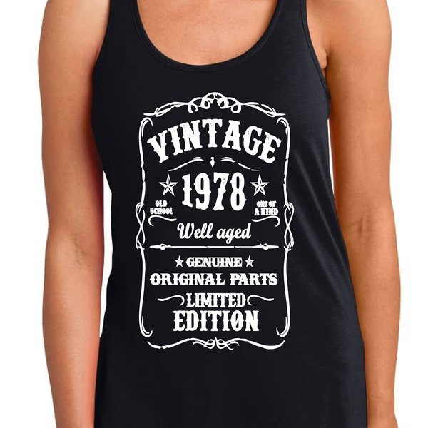 1978 Birthday born in 1978 Racerback Tank Top, Vintage, birthday, Graphic tees, Great gift idea, Birth year 1978, 2XL 3XL 4XL 5XL