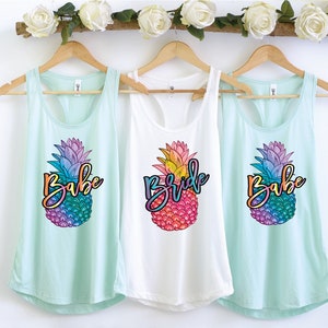 Bachelorette Party Tank Tops, Beach, Pineapple, Aloha, Summer Bachelorette, Neon Pineapple, Neon Party, Bridesmaid Shirts PINE9