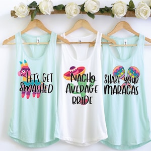 Mexican Themed Bachelorette, My Final Fiesta, Adios Bitchachos, Cancun, Let&#39;s get Smashed, Tequila Squad, Bridesmaid Tank Tops