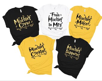 Mischief Crew Shirts, Mischief Coordinator, From Mischief To Mrs,  Wizard Themed bachelorette, Witch of Honor, Bride's Witches, MIL9