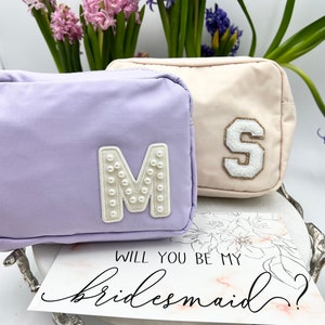 Personalized Makeup Bags, Nylon and Velvet Bags, Custom Make Up Bag, Bridesmaid Gift, Graduation Gift, Mother's Day Gift