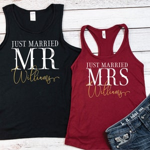 Personalized Just Married Shirts, Mr and Mrs shirts, Honeymooning Shirts, Wedding 2025 shirts, Just Married Matching shirts for Couples