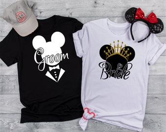 Groom and Bride Couples Shirts, Minnie Bride, Bridal shower Shirts, Maid Of Honor Minnie, Groom and Bride shirts, theme park shirt