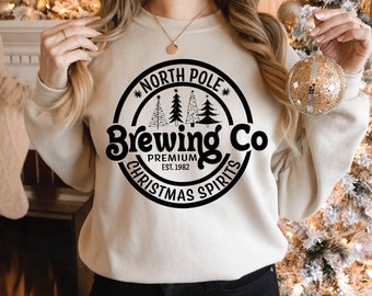 Maglietta North Pole Brewing Co, Felpa natalizia, Maglione North Pole, Brewing Co, Spirito natalizio premium, Felpa Brewing Co