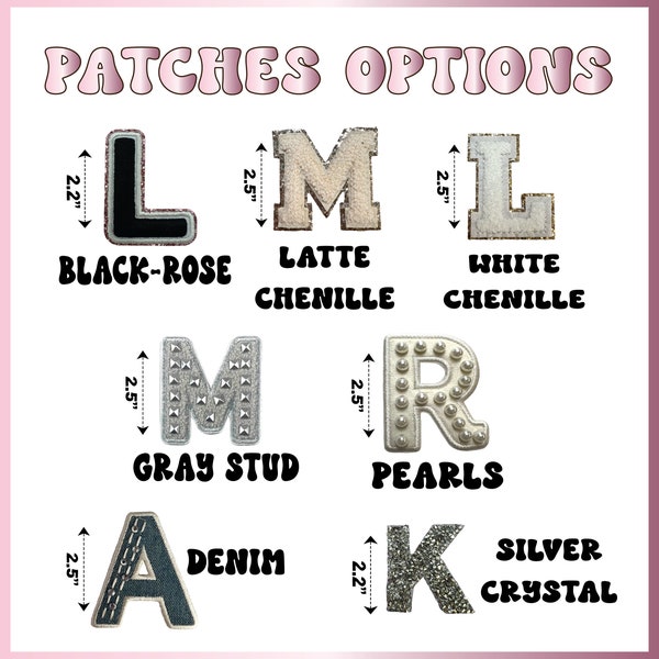 Patches, Iron On Patches For Bags, Varsity Patches, Chenille patches, Letters Patches, Pearls patches for bags