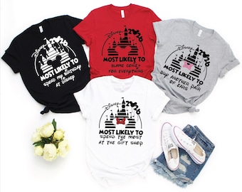 Custom Most Likely to Disney Family Trip Shirts, Funny Disney Group T-shirts, Disneyworld Tee, family vacation Mickey shirt