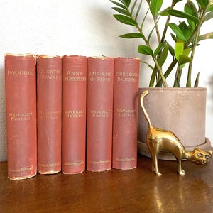 Antique Set of 5 Sir Walter Scott Waverley Novels- Ivanhoe, Anne of Geierstein, Quentin Durward, Surgeon&#39;s Daughter, Fair Maid of Perth