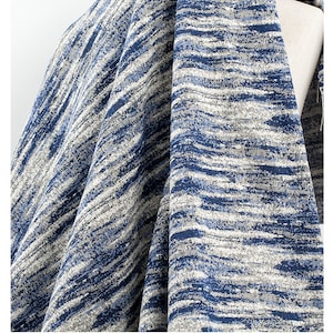 Blue oil painting tie-dye jacquard denim gradient texture washed creative DIY clothing designer fabric By Half Meter