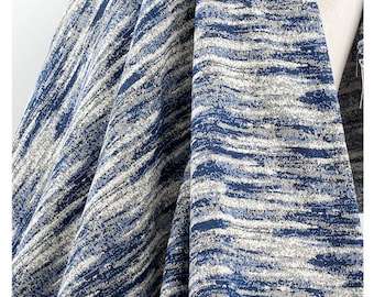 Blauwe olieverf tie-dye jacquard denim verlooptextuur gewassen creatieve DIY kledingontwerper stof per halve meter