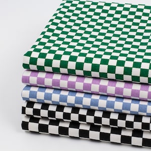 Tessuto di cotone colorato a scacchiera in twill di tela, spesso, borse fai da te fatte a mano di alta qualità, abbigliamento, tessuto, nero, verde, rosa, blu