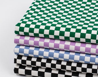 Tela de algodón de lona de sarga de tablero de ajedrez colorido, bolsas gruesas hechas a mano de alta calidad para manualidades, ropa, tela, negro, verde, rosa y azul
