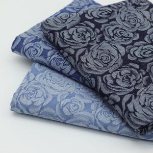 Vintage Blumen-Denim-Stoff, geprägte Rose Jacquard gewaschen Denim-Stoff, gewaschen Baumwoll-Denim-Stoff von der halben Meter