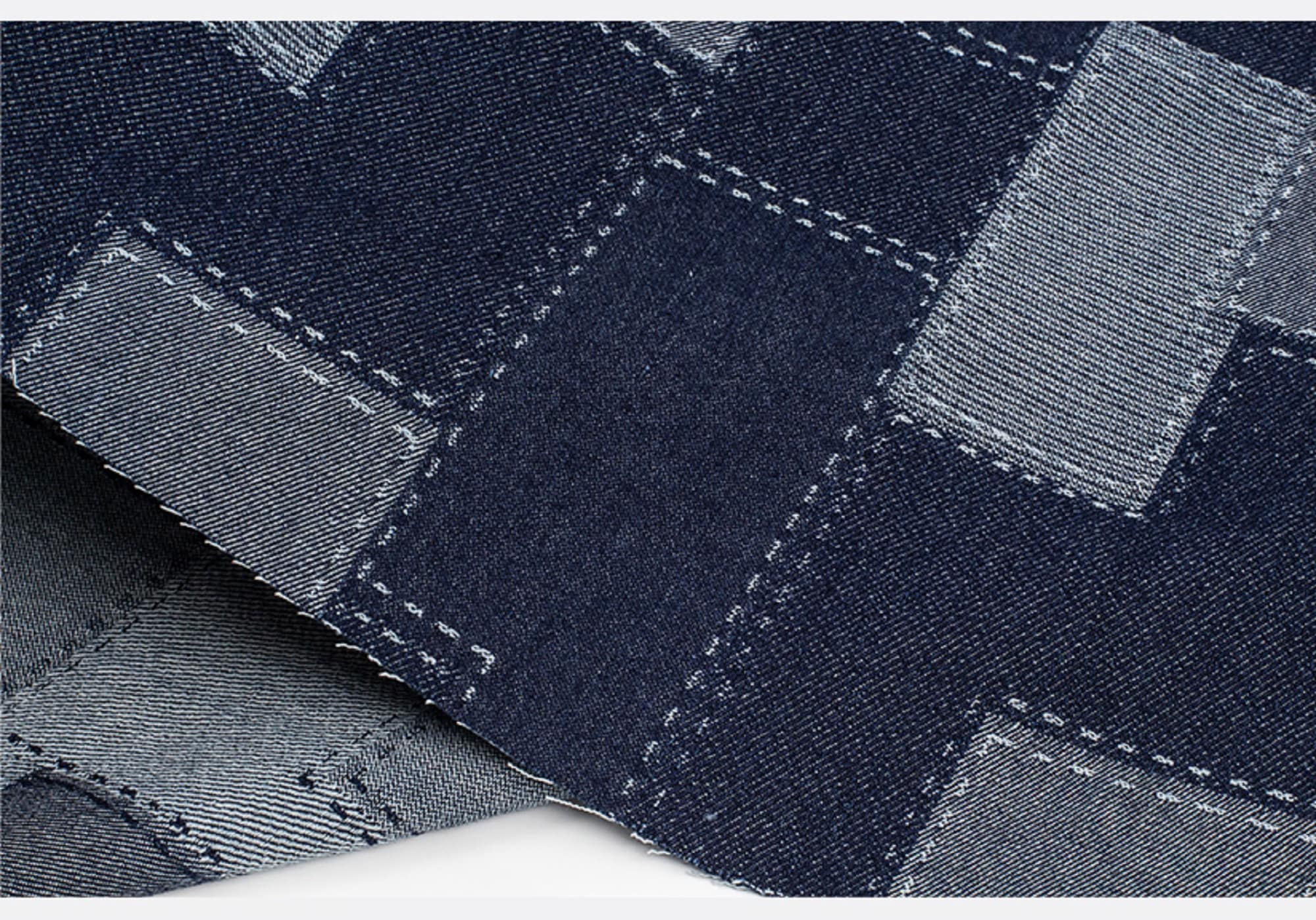 Retro Patch Stitching Irregular Washed Denim Fabric Handmade - Etsy