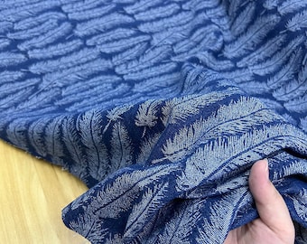 Tela de mezclilla lavada de jacquard de plumas azules jeans pantalones chaqueta tela de mezclilla diy hecha a mano por medio metro