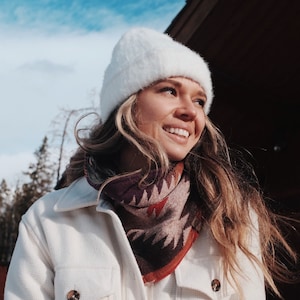 Snap-On Scarf - SUNSET - Neck warmer - Ski scarf - Aztec - Navajo - Southwest - Boho - Geometric - Modest Maverick - Upcycled