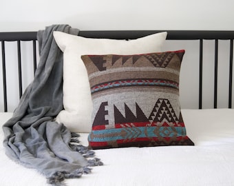 Housse de coussin - RUSTIQUE - Boho- Coussin - Décoration d'intérieur - Navajo - Aztèque - Sud-ouest - Housse de coussin décorative géométrique