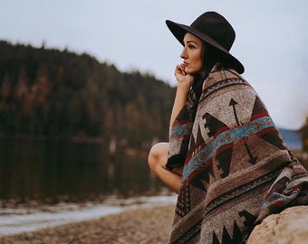 Tofino Beach Blanket - RUSTIC- Boho, Aztec,Navajo,Southwest,Camping Blanket,Throw Blanket,Yoga Blanket, Blanket Scarf,Geometric Blanket