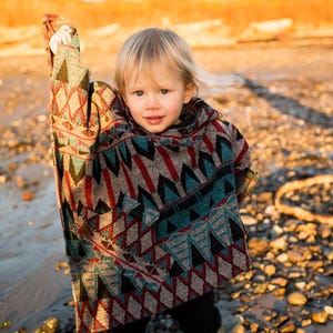 Mini Poncho | GLACIER - Poncho dla niemowląt - Poncho dla maluchów - Aztec - Navajo - Geometryczne - Poncho do fotelika samochodowego