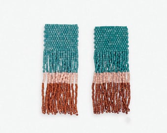Ava Geo Shapes Beaded Fringe Earrings