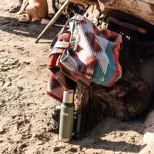 Travellin' Tote THE TRAVELER Boho Yogatas Strandtas Weekendtas Avontuurtas Babytas Markttas Upcycled afbeelding 2