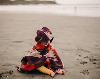 Mini Poncho | SUNSET | Southwestern Toddler Poncho | Cozy Handmade | Hooded Cape