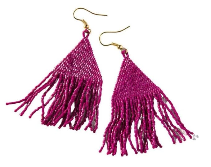 Lexie Solid Beaded Fringe Earrings