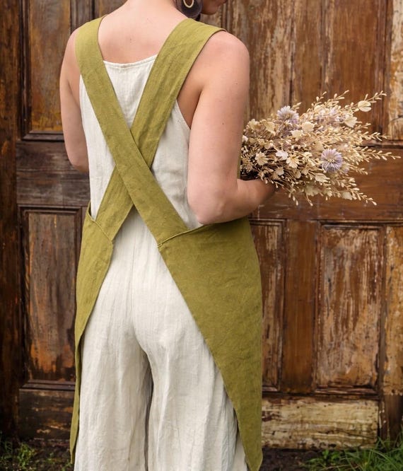 japanese style apron dress The Homesteader Linen Crossback Apron Dress | Handmade Linen Apron |  Japanese Style Pinafore | Minimalist Apron Dress