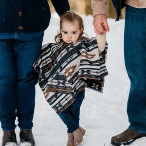 Mini Poncho | OUTBACK | Southwestern Toddler Poncho | Cozy Handmade | Hooded Cape image 1