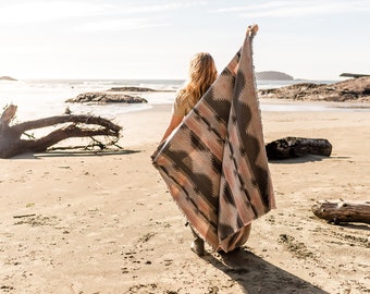 Tofino Beach Blanket - DUSTY ROSE -Boho, Aztec,Navajo,Southwest,Camping Blanket,Throw Blanket,Yoga Blanket, Blanket Scarf,Geometric Blanket