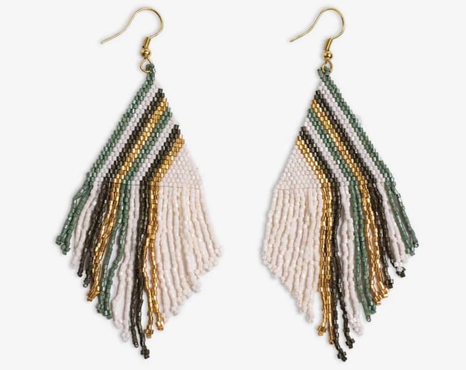 Haley Falling Lines Beaded Fringe Earrings